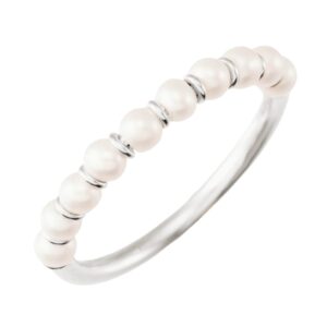 Stackable Pearl Ring 3 mm 14K White Gold