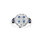 Sterling Silver Natural Blue Sapphire & 0.03 Carat Natural Diamond Filigree Ring Sterling Silver Natural Blue Sapphire & 0.03 Carat Natural Diamond Filigree Ring