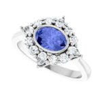 Tanzanite and Diamond Halo Ring 3 8 Carat 14K White Gold Tanzanite and Diamond Halo Ring 3 8 Carat 14K White Gold