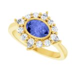 Tanzanite and Diamond Halo Ring 3 8 Carat 14K Yellow Gold Tanzanite and Diamond Halo Ring 3 8 Carat 14K Yellow Gold