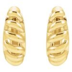 Thin Croissant Dome Hoop Earrings 14K Gold