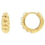 Thin Croissant Dome Hoop Earrings 14K Yellow Gold
