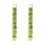Tsavorite Garnet Elongated Hoop Earrings 14K Gold