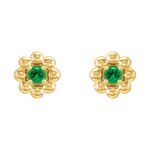 Tsavorite Garnet Stud Earrings 14K Gold Petite Flower Beaded