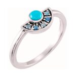 Turquoise and Aquamarine Fan Ring 14k White Gold Turquoise and Aquamarine Fan Ring 14k White Gold