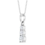 Vertical Bar 3 Stone Drop Diamond Necklace 14K White Gold