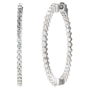 1 CTW Diamond Inside-Out Hoop Earrings 32.5 mm 14K White Gold