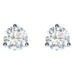 1 Carat Lab Diamond Stud Earrings 3 Prong Martini Setting 14K Gold