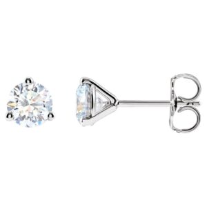 1 Carat Lab Diamond Stud Earrings 3 Prong Martini Setting 14K White Gold