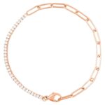 1 Carat Lab Grown Diamond Half Paperclip Half Tennis Bracelet 14K Rose Gold
