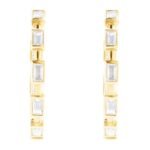 1.25 Carat Baguette Cut Lab Grown Diamond İnside Out Hoop Earrings 14K Yellow Gold