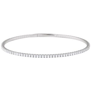 1.5 Carat Flexible Lab Diamond Bangle Bracelet 14K White Gold