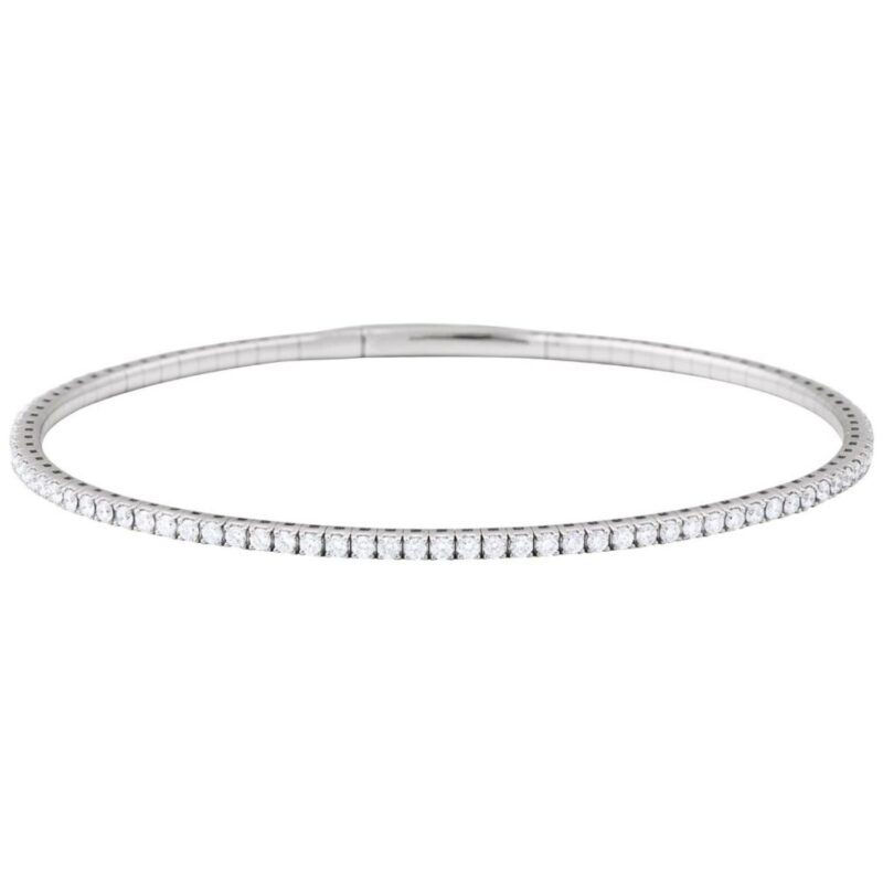 1.5 Carat Flexible Lab Diamond Bangle Bracelet 14K White Gold