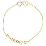 10k Yellow Gold Diamond Double Heart Bracelet