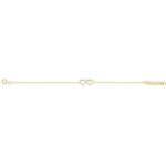 10k Yellow Gold Diamond Double Heart Bracelet Adjustable 6-7 Inch