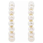 14K Gold Cultured Freshwater Pearl Hoop Earrings 30 mm