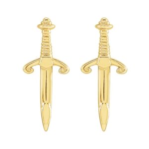 14K Gold Dagger Stud Earrings