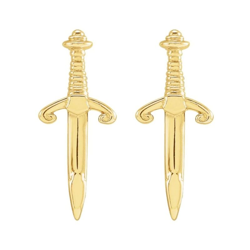 14K Gold Dagger Stud Earrings