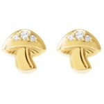 14K Gold Diamond Mushroom Stud Earrings