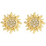 14K Gold Diamond Sun Earrings