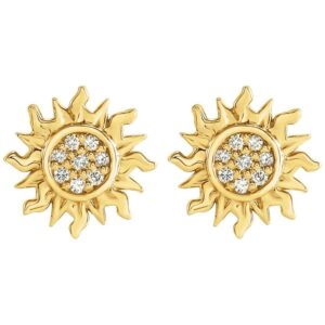 14K Gold Diamond Sun Earrings