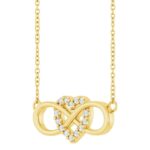 14K Gold Horizontal Infinity Diamond Heart Necklace 1 10 Ct tw 14K Gold Horizontal Infinity Diamond Heart Necklace 1 10 Ct tw