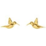 14K Gold Hummingbird Stud Earrings