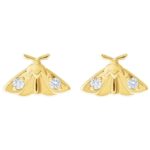 14K Gold Moth Stud Earrings with Diamond 14K Gold Moth Stud Earrings with Diamond