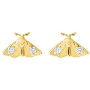 14K Gold Moth Stud Earrings with Diamond