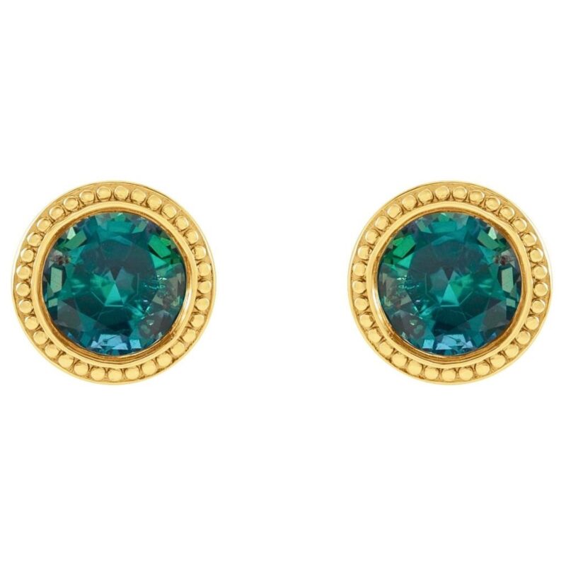 14K Gold Natural Alexandrite Stud Earrings