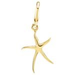 14K Gold Starfish Charm Pendant with Lobster Clasp