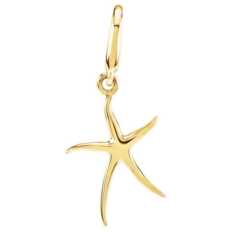 14K Gold Starfish Charm Pendant with Lobster Clasp