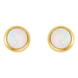 14K Gold Tiny Opal Flat Back Stud Earrings