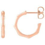 14K Rose Gold Bamboo Hoop Earrings 15 mm 14K Rose Gold Bamboo Hoop Earrings 15 mm