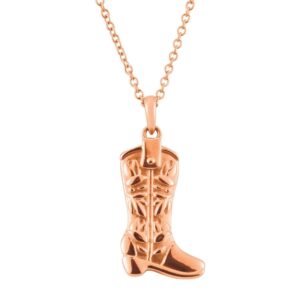 14K Rose Gold Cowboy Boot Pendant Necklace