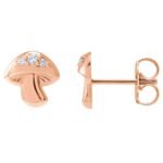 14K Rose Gold Diamond Mushroom Stud Earrings