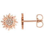 14K Rose Gold Diamond Sun Earrings
