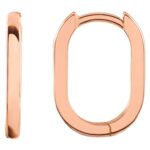 14K Rose Gold Elongated Oval Hoop Earrings