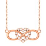 14K Rose Gold Horizontal Infinity Diamond Heart Necklace 1 10 Ct tw 14K Rose Gold Horizontal Infinity Diamond Heart Necklace 1 10 Ct tw