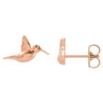 14K Rose Gold Hummingbird Stud Earrings
