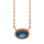 14K Rose Gold Natural Labradorite Necklace