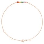 14K Rose Gold Natural Multi Colored Gemstone Bar Bracelet