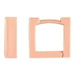14K Rose Gold Thin Square Hinged Huggie Hoop Earrings 10 mm and 15 mm