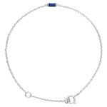 14K White Gold Baguette Natural Blue Sapphire Bracelet
