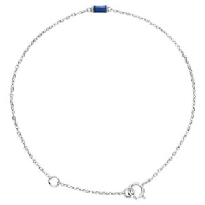 14K White Gold Baguette Natural Blue Sapphire Bracelet