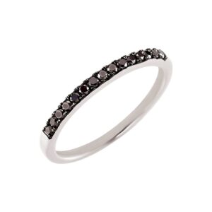 14K White Gold Black Diamond Stackable Ring