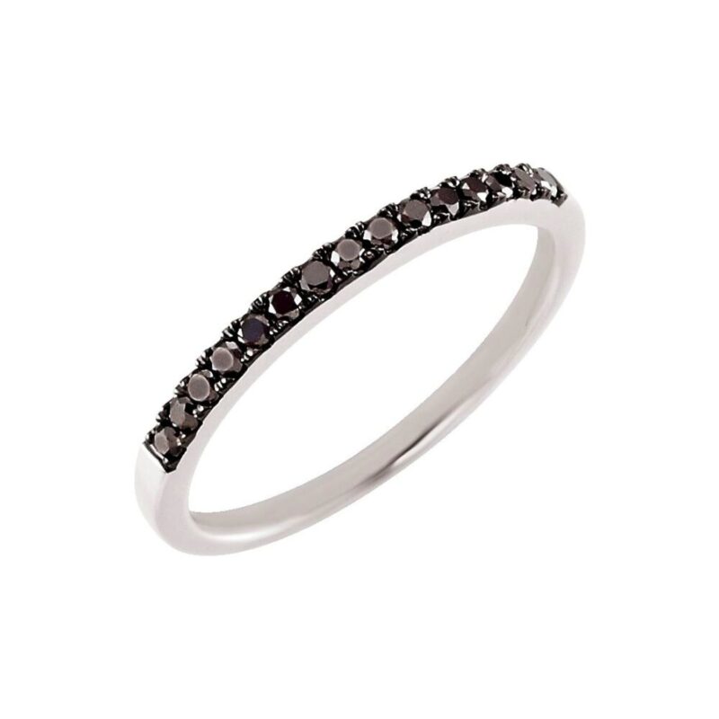 14K White Gold Black Diamond Stackable Ring