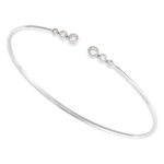 14K White Gold Diamond Accented Cuff Bangle Bracelet