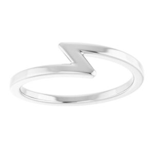 14K White Gold Lightning Bolt Stackable Ring