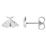 14K White Gold Moth Stud Earrings with Diamond 14K White Gold Moth Stud Earrings with Diamond